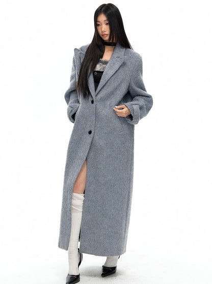 Wool Nichi Double-Collar Long Chester-Coat