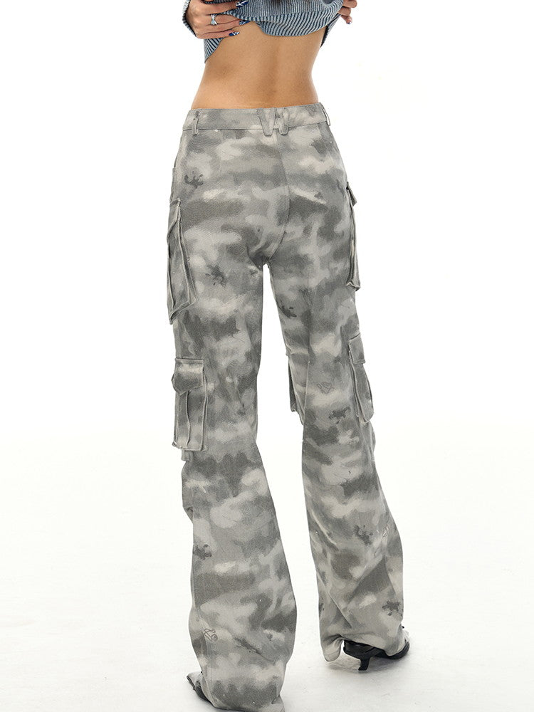 Side-Pocket Camouflage Casual Wide Sporty Cargo-Pants