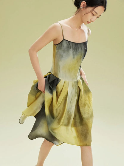 Tie-Dye Asymemtry Gradation Camisole Dress