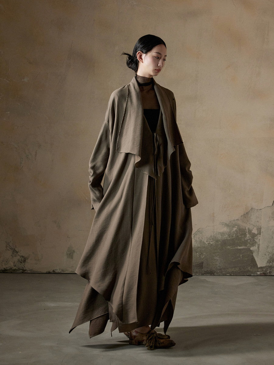 Ovresize Big-Collar Nichi Plain Long-Coat