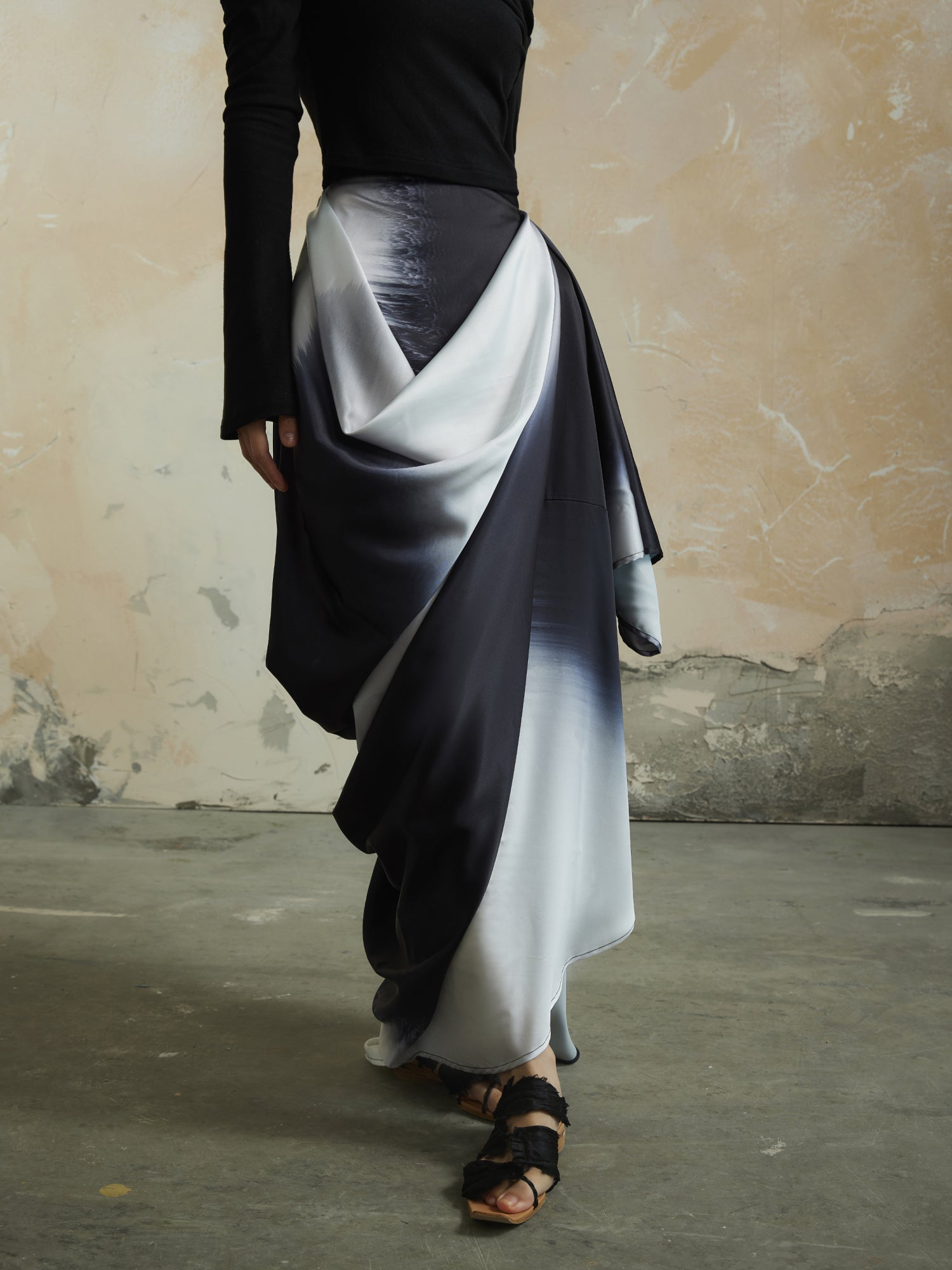 Drape Gradation Elegant High-End Chic Long-Skirt