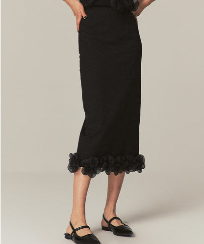 Tulle Elegant Pencil Plain Long-Skirt