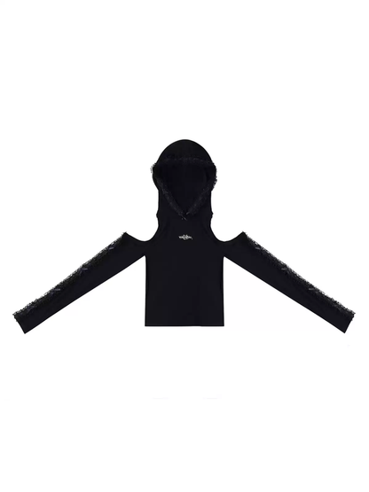 Open-Shoulder Hoodie Casual Nichi Sexy Knit