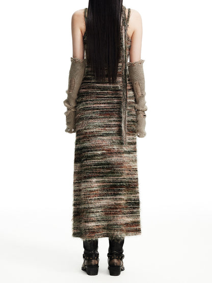 Border Knit Camisole Long One-Piece＆Muffler