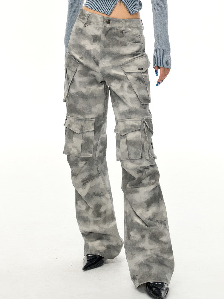 Side-Pocket Camouflage Casual Wide Sporty Cargo-Pants