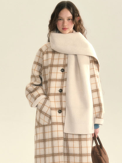 Muffler Reversible Plain Checked Retro Long Wool Stenkler-Coat