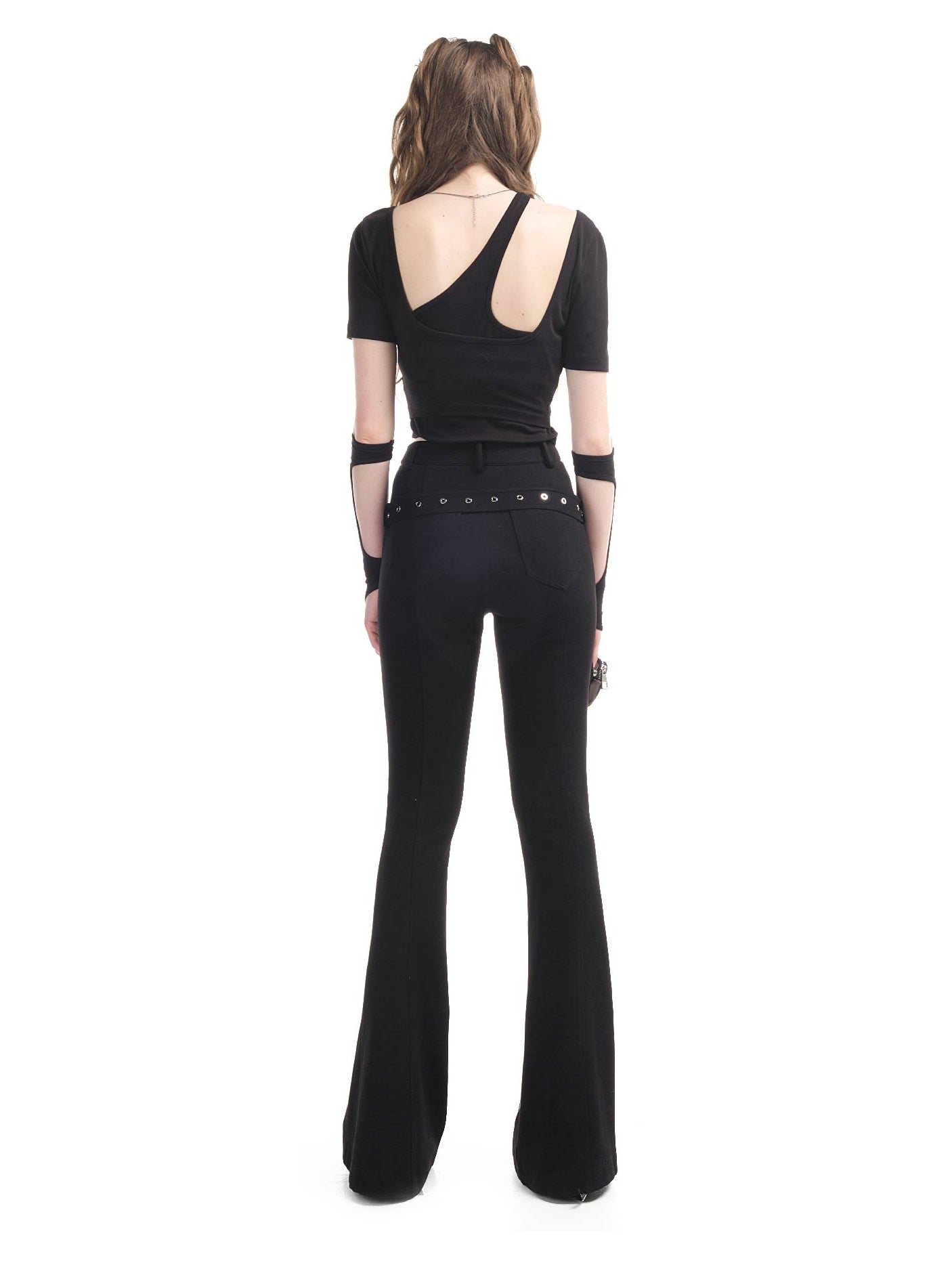 Punk Asymmetry Casual Cropped Tight Tops