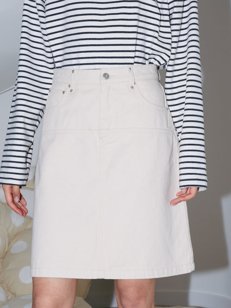 Simple Plain Denim Casual Skirt