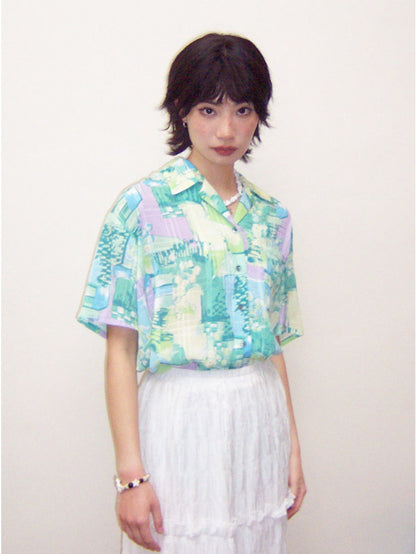 Refreshing Oversize Handwrite Flower Shirt