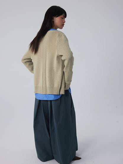 Knit Crew-Neck Simple Chic Retro Cardigan