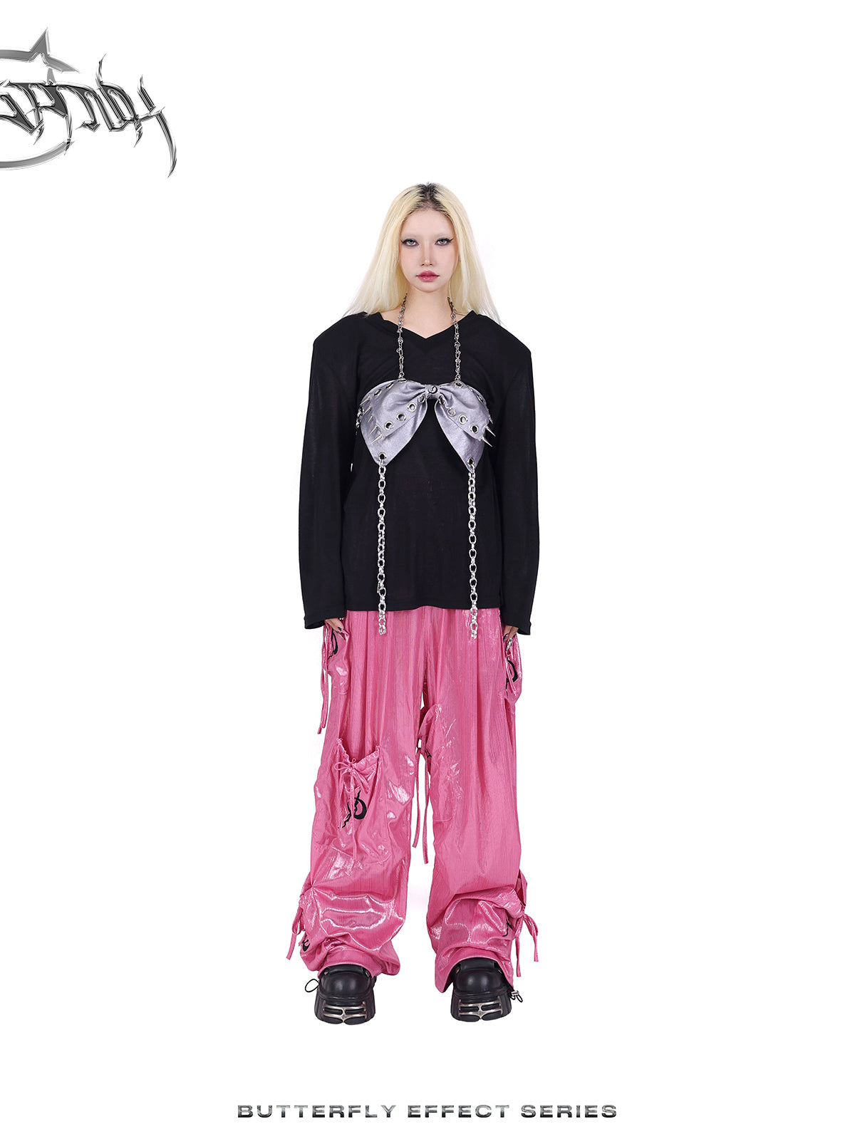 Glossy Metallic Drawstring Vasual Wide-Pants