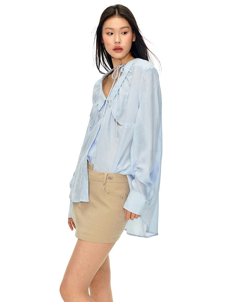 V-Neck Overszie Simple Casual Blouse