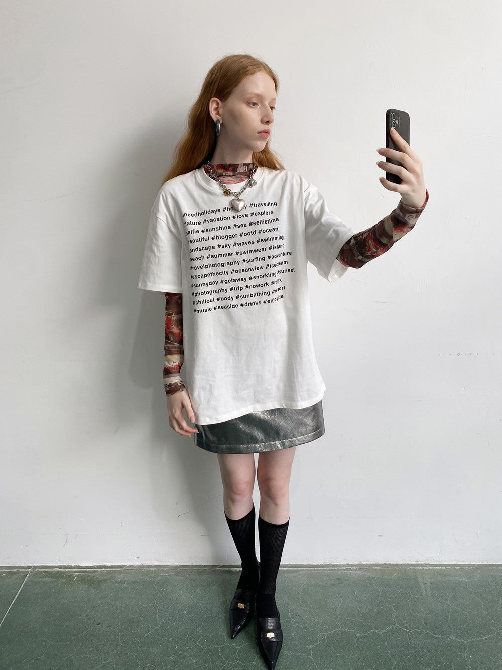 Unisex Letter Oversize Simple T-Shirt