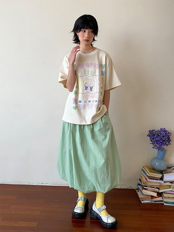 Balloon Vivid Casual Long Cover Long-Skirt