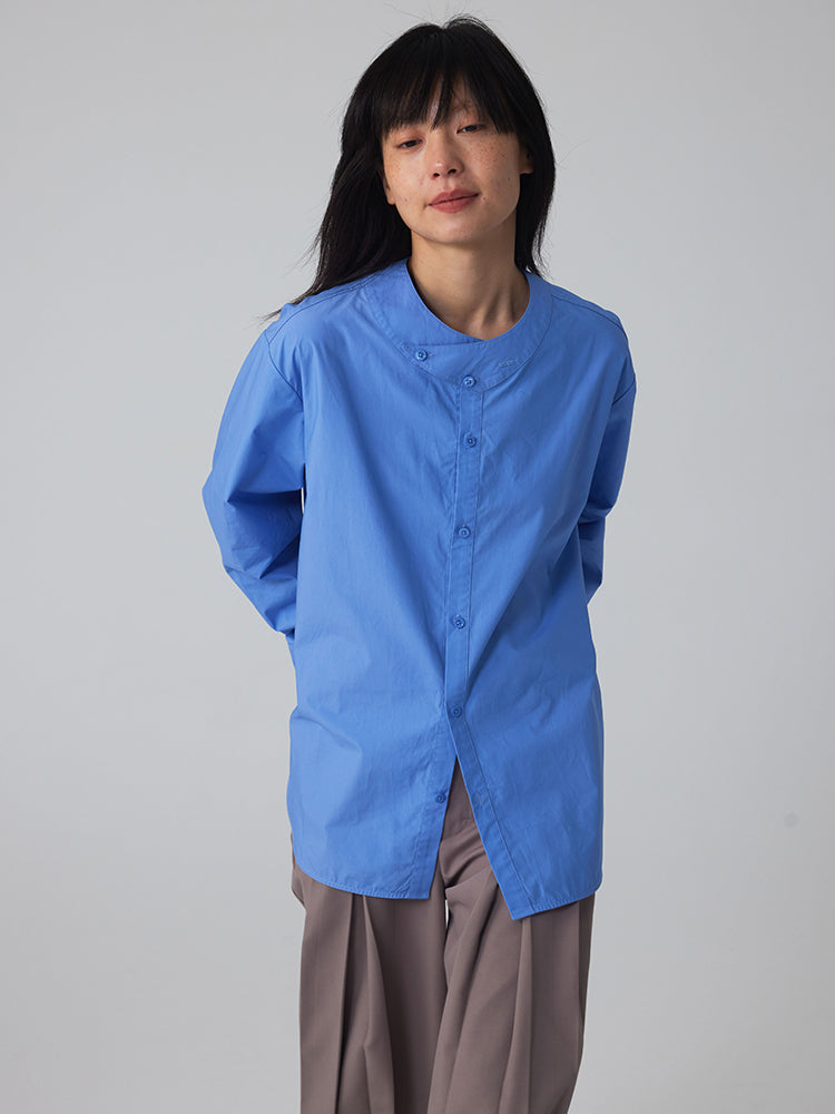 Band-Collar Vivid Simple Ovresize Plain Shirt