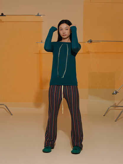 Stripe Ethnic Casual Retro Relax Knit-Pants