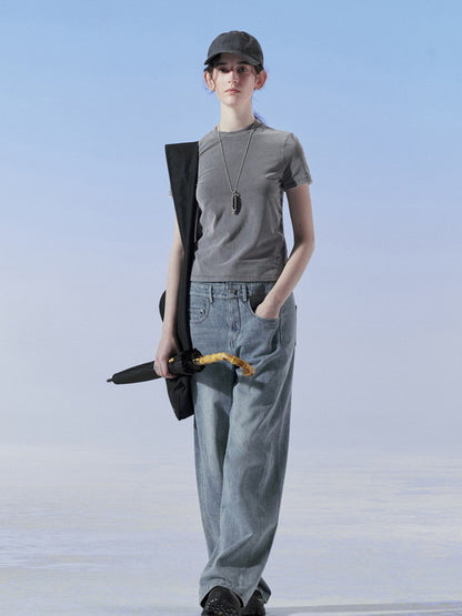 Denim pantalon simple lâché lâché droit lâché