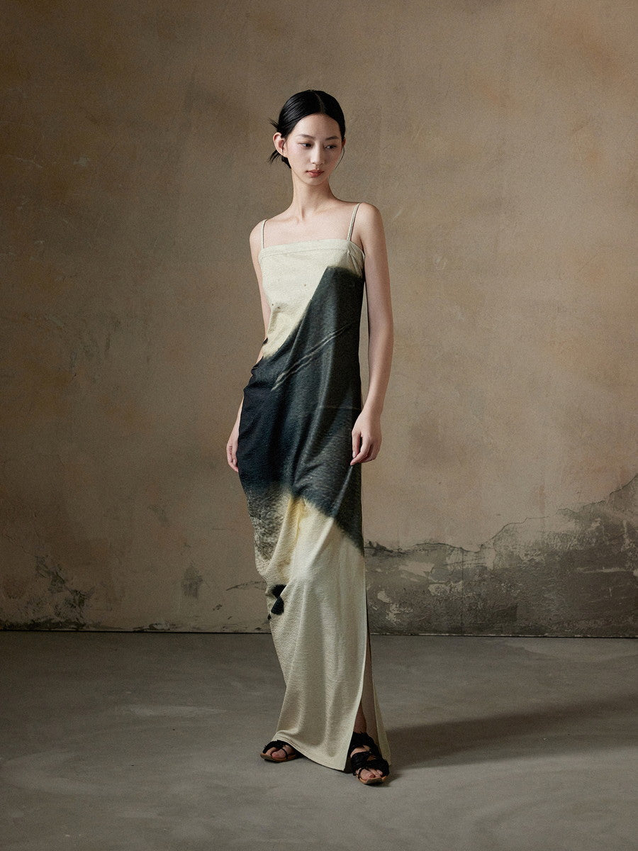 Gradation Asymmetry Elegant Long Camisole Dress