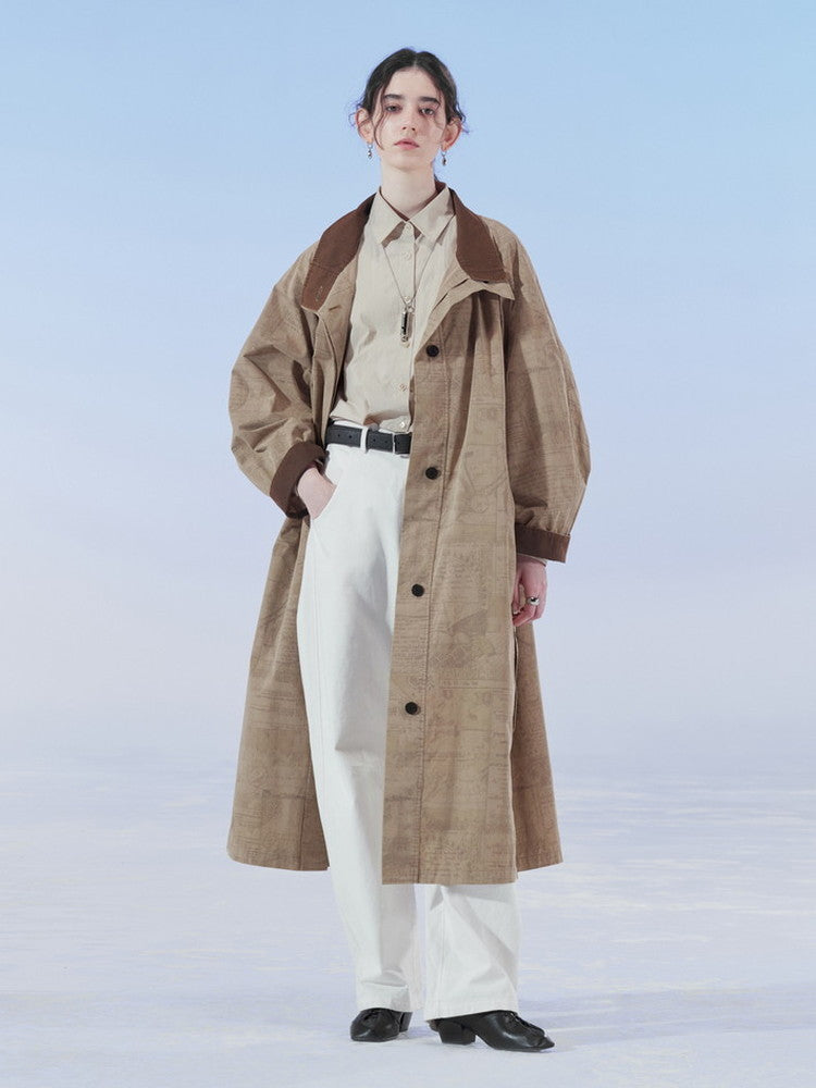 Lettre en col standard chic modeste de printemps rétro long-coat