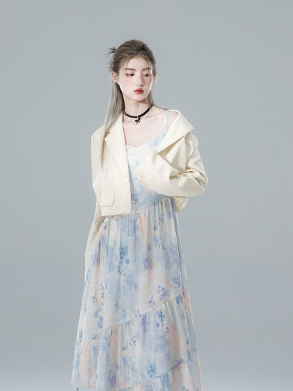 Flower Sleeve-Lace Nichi V-Neck Short-Jacket