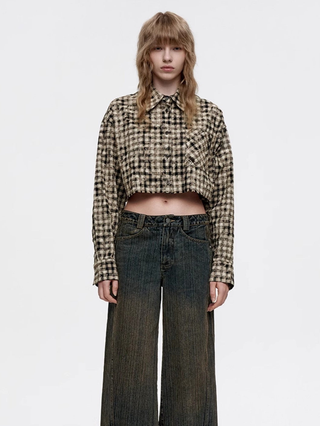 Checked Cropped Nichi Casual Chic Shirt