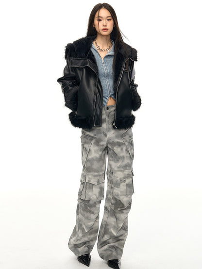 Side-Pocket Camouflage Casual Wide Sporty Cargo-Pants