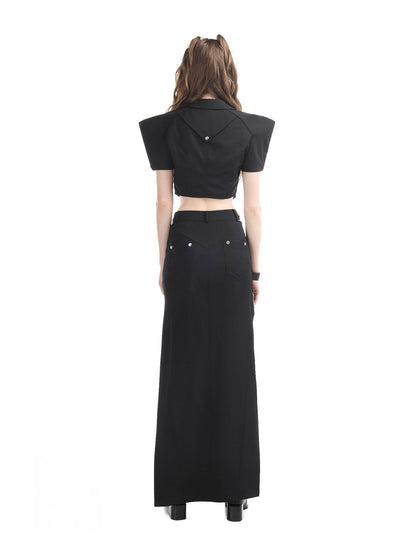 Cropped Zip Cool Nichi Tops&amp;Long-Skirt