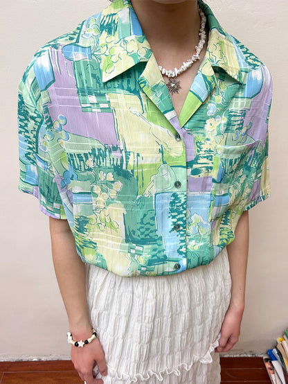 Refreshing Oversize Handwrite Flower Shirt