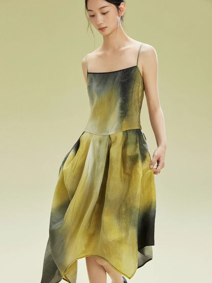 Tie-Dye Asymemtry Gradation Camisole Dress