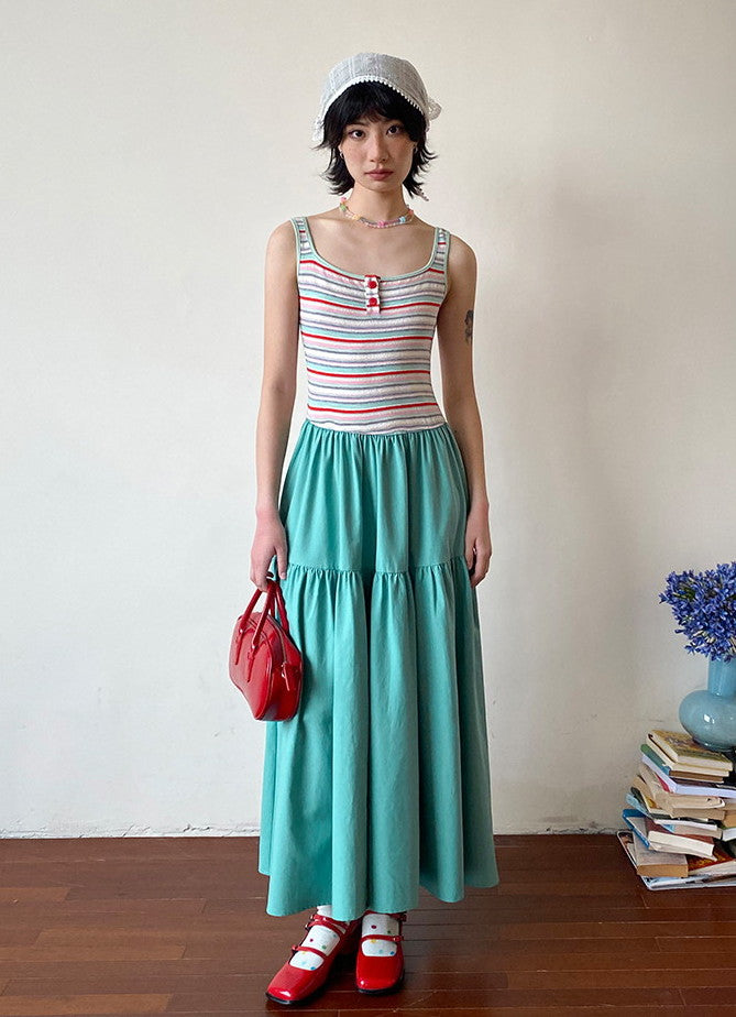 Tiered Flare A-Line Casual Plain Simple Skirt