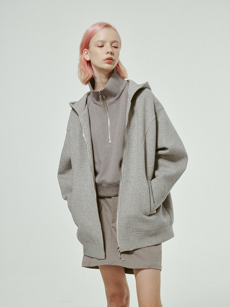 Oversize Casual Hoodie Sweat Simple Plain Chic Parka