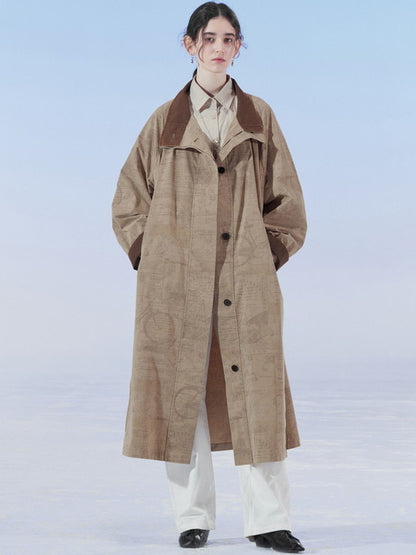 Lettre en col standard chic modeste de printemps rétro long-coat