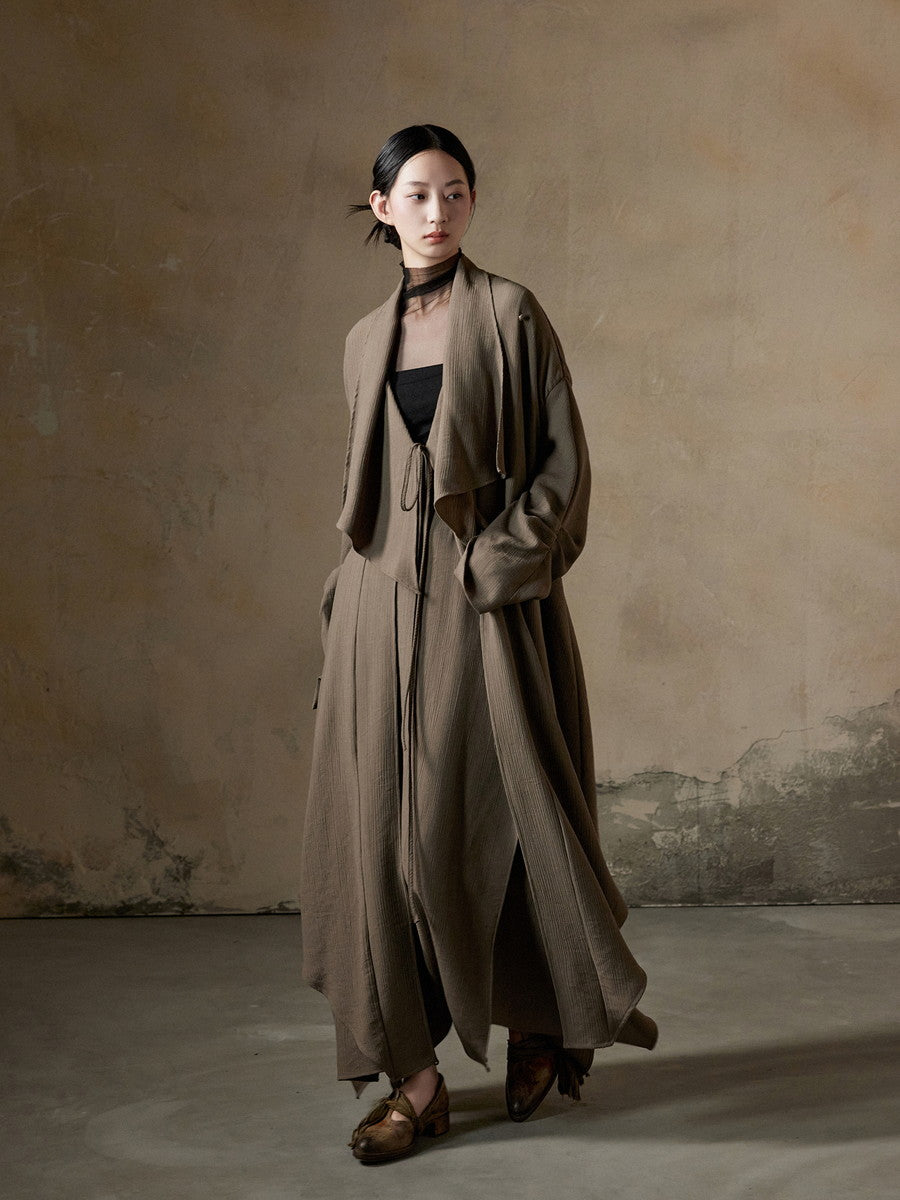 Ovresize Big-Collar Nichi Plain Long-Coat