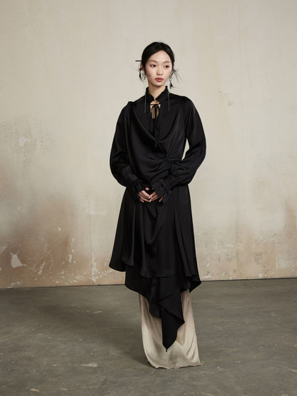 Drape Classy Nichi Oversize Thin Asymmetry Long-Shirt