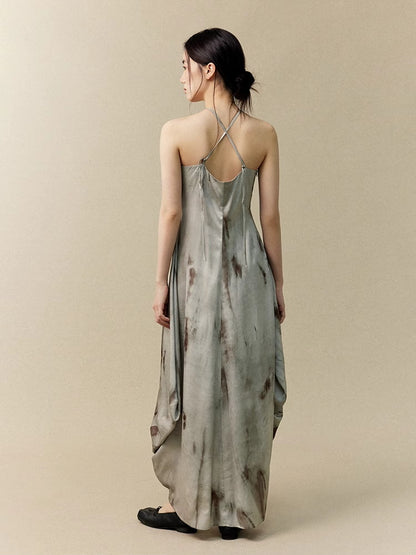 Long Back-Cross Tie-Dye Camisole Classy Dress