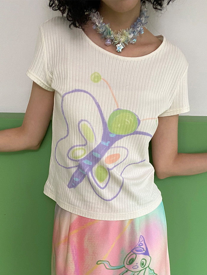 Butterfly Simple Casual Retro Cutsew