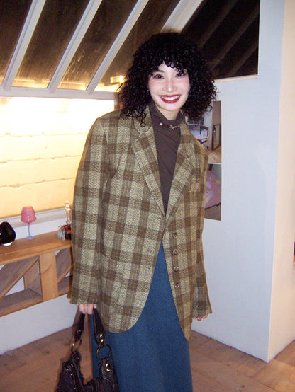 Checked Retro Oversize Casual Chic Jacket