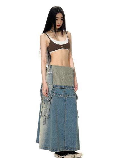 3Way Denim Washed Casual Nichi Skirt