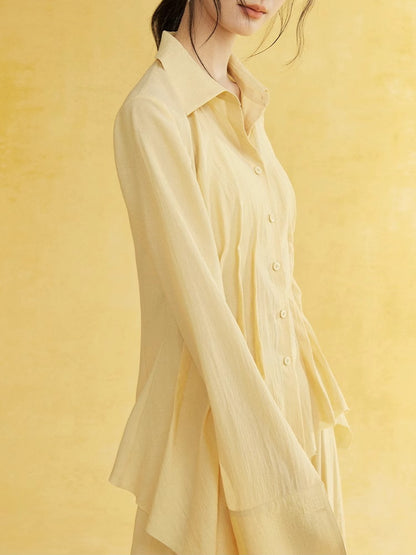 Pleats Wrinkled Natural Curve Shirt