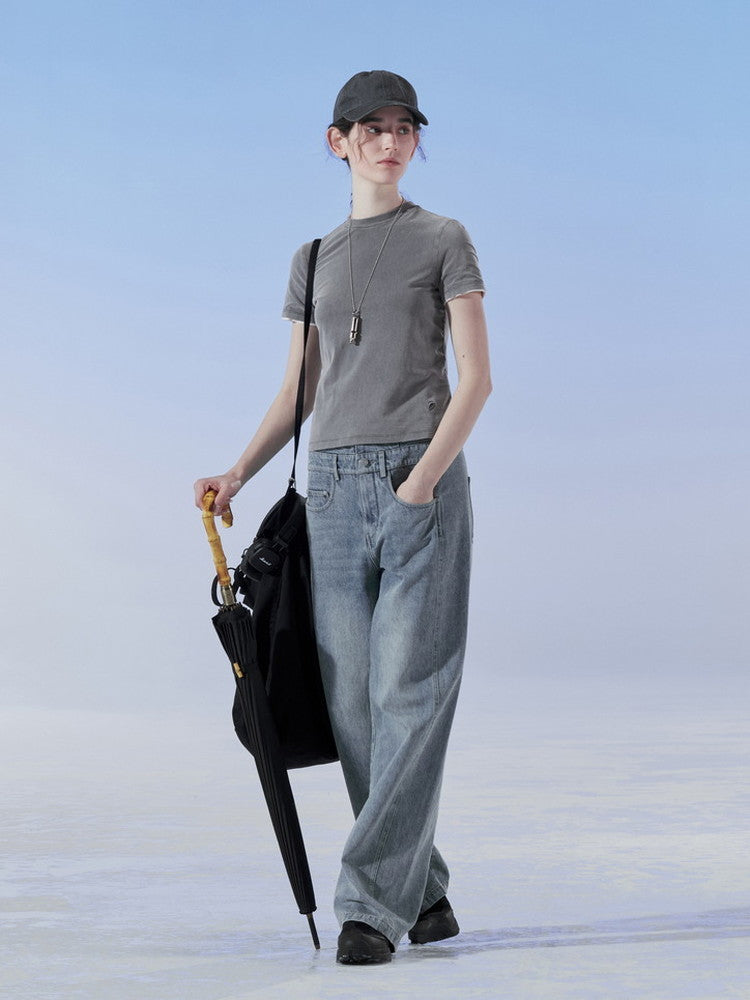 Denim pantalon simple lâché lâché droit lâché