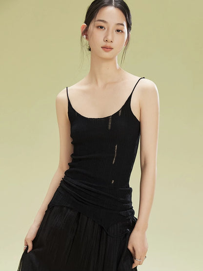 Damage Simple Slim Camisole Summer-Knit