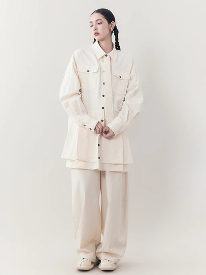 Oversize Back-Pleats Nichi Natural Tie Shirt