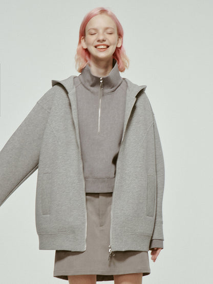 Oversize Casual Hoodie Sweat Simple Plain Chic Parka