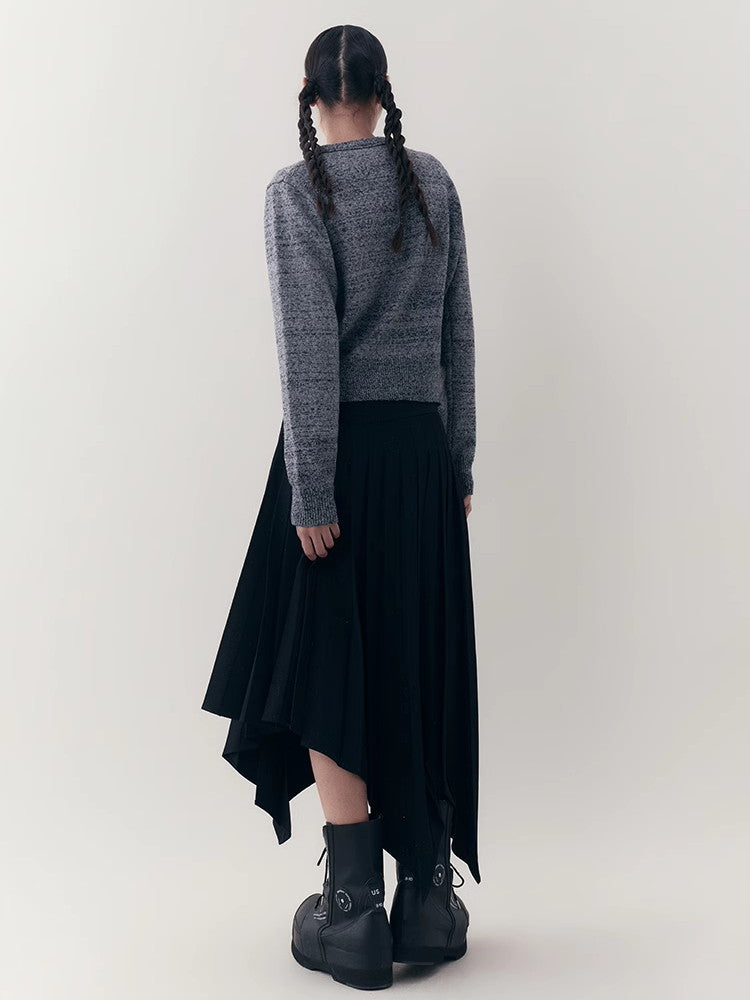 Asymmetry Long Plain Hem Long-Skirt