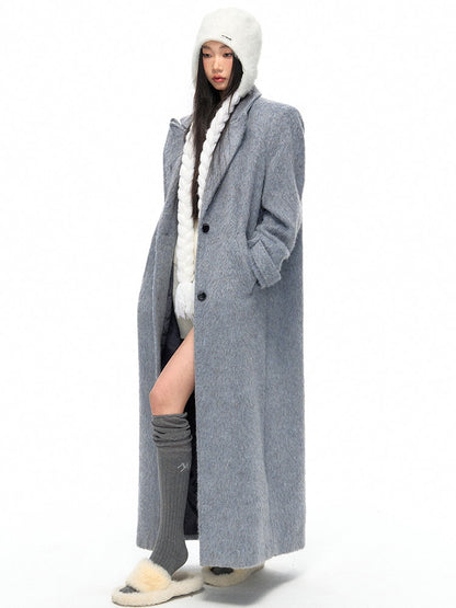 Wool Nichi Double-Collar Long Chester-Coat