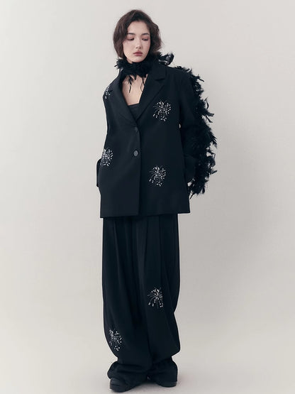 Sut-Up Sequins Nichi Oversize Cool Jacket＆Wide-Pants