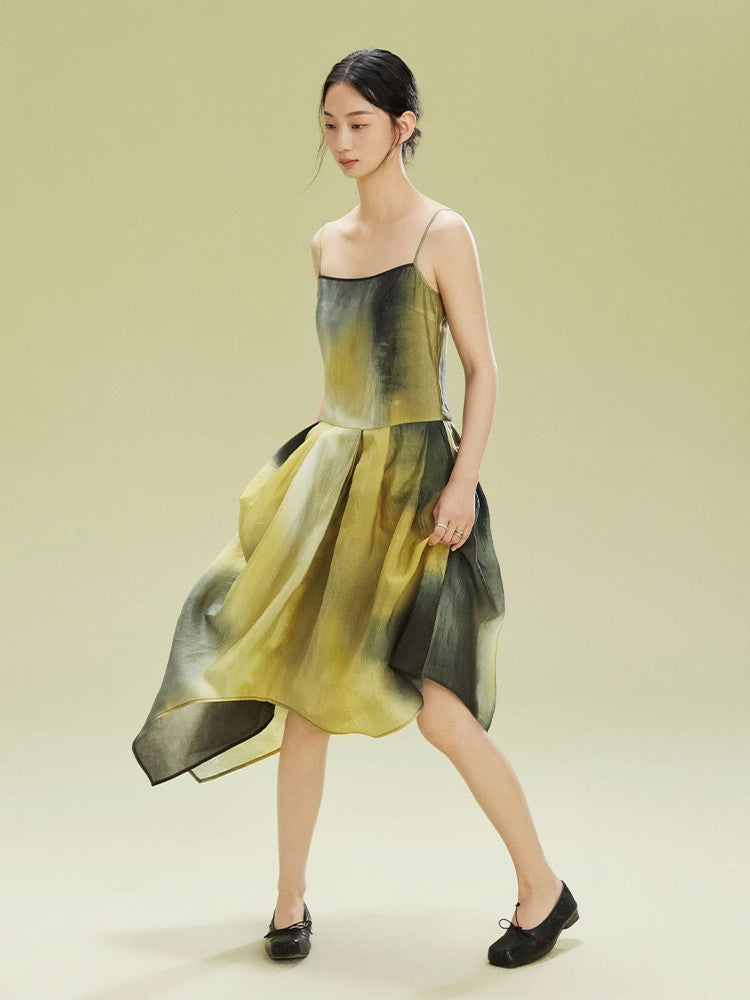 Tie-Dye Asymemtry Gradation Camisole Dress