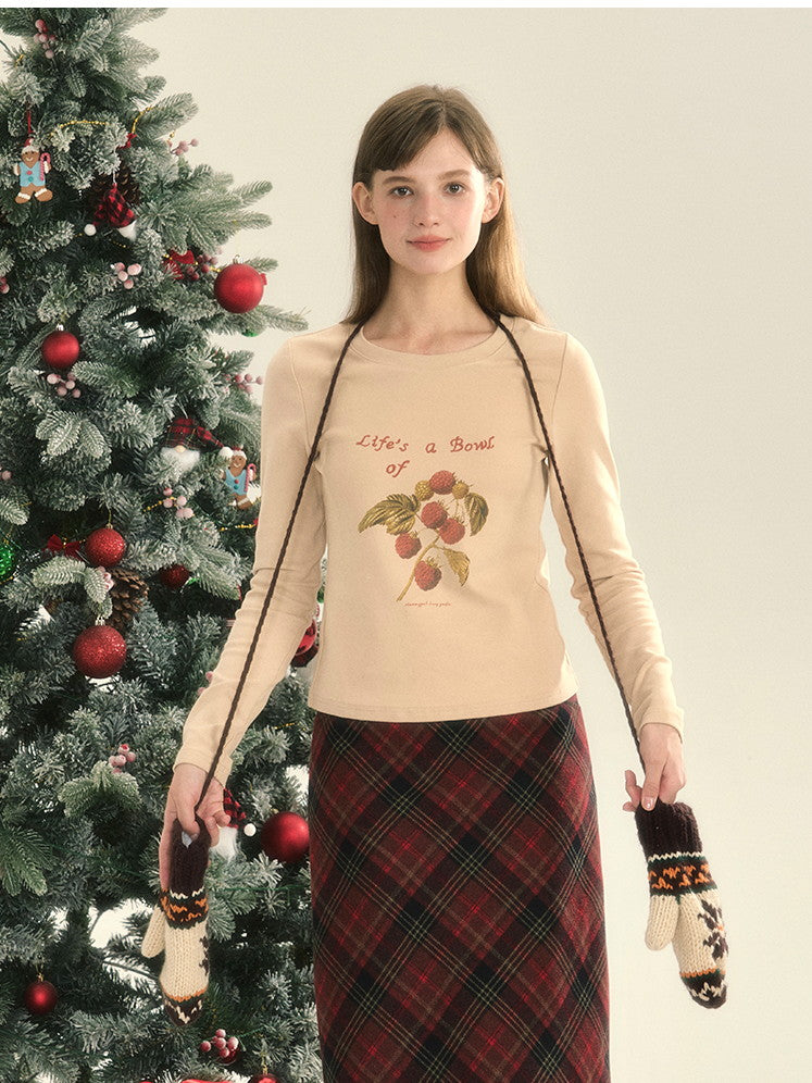 Slim Winter Christmas Round-Neck Simple Cutsew