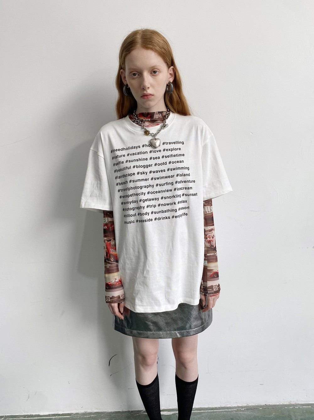 Unisex Letter Oversize Simple T-Shirt