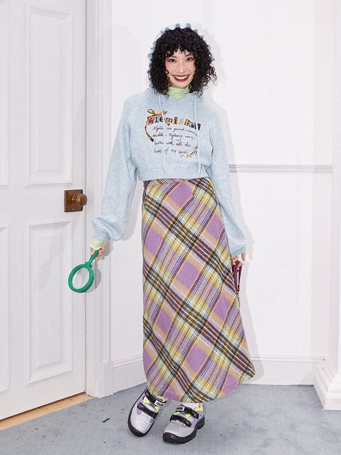 Classy Retro High-Waist Wool Flare Long-Skirt